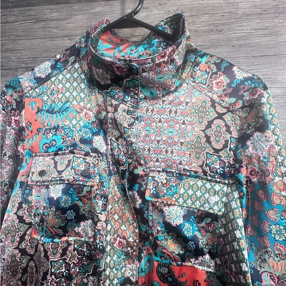 Ruby Rd. Colorful Teal Gold Jacket - Picture 4 of 10